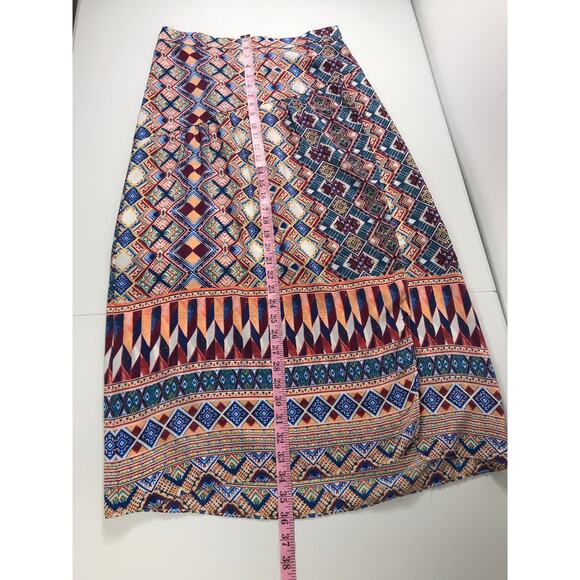 Anthropologie 100% Silk HD in Paris Geometric Printed Midi Skirt 10 Slit Boho - Picture 10 of 11